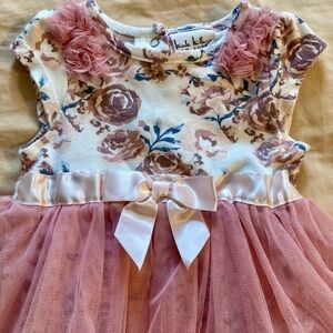 Nicole Miller Dusty Pink Floral Tulle Party Dress